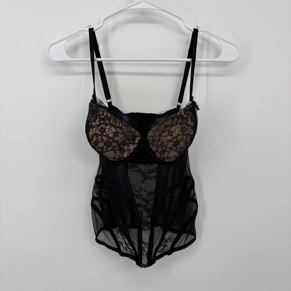Victoria's Secret Other - Victoria Secret Lingerie Bustier Corset 36C Black Lace Sheer Boned Underwire